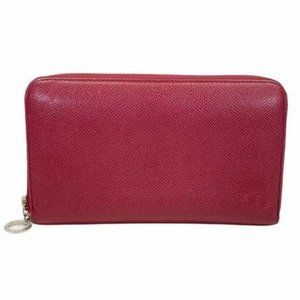 Authentic Bulgari Wallet Zippy Bordeaux Leather Used Vintage On Sale
